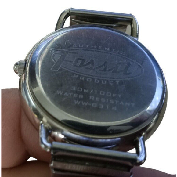 Fossil Men‎ Watch Silver Stainless Steel Black Leather Battery WR White Quartz - Picture 11 of 13